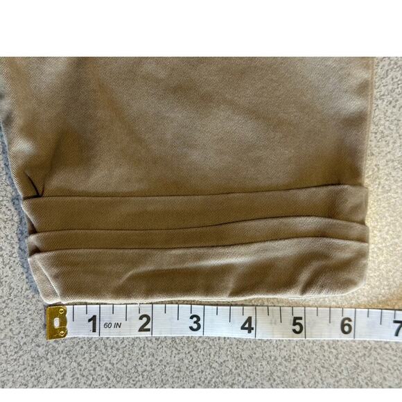 Cartonnier Sz 4 Crop Cuffed Pleated Chinos Khaki Stretchy Trouser Neutral Anthro - Picture 5 of 11